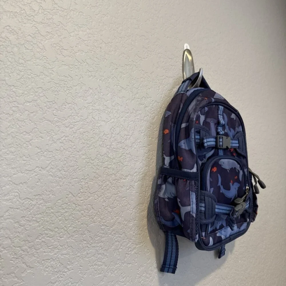 Pottery Barn Backpack Sharks No Monogram Mini Toddler Blue Preschool Blue